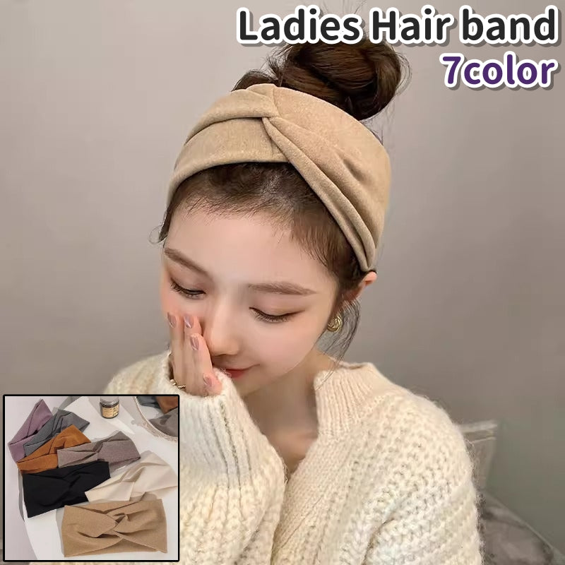 ヘアバンド ヘッドバンド ヘアターバン ターバン レディース 女性 婦人 髪留め ヘアアクセサリー クロスタイプ 黒 グレー カーキ色 オフホワイト 単色 無地 シンプル カラバリ豊富