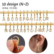 ピアス フープピアス 単品 片耳用 1個 アクセサリー レディース 女性用 ラインストーン 金色 英字 アルファベット リングピアス 小さめ かわいい おしゃれ シンプル ギフト 記念日 誕生日 プレゼント 贈り物 ファッション小物