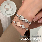 ブレスレット フックピアス ネックレス アクセサリー レディース 女性 猫 ネコ チェーン ラインストーン キラキラ シンプル お洒落 可愛い ファッション小物 プレゼント ギフト 贈り物