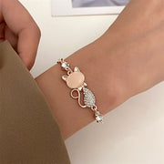ブレスレット フックピアス ネックレス アクセサリー レディース 女性 猫 ネコ チェーン ラインストーン キラキラ シンプル お洒落 可愛い ファッション小物 プレゼント ギフト 贈り物