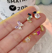 スタッドピアス キャッチピアス レディース アクセサリー 耳飾り ラインストーン 蝶 四角 小さい 可愛い おしゃれ 上品 女性用 婦人用 ファッション小物 記念日 誕生日 贈り物 プレゼント ギフト 外出 お出掛け 普段使い デイリー