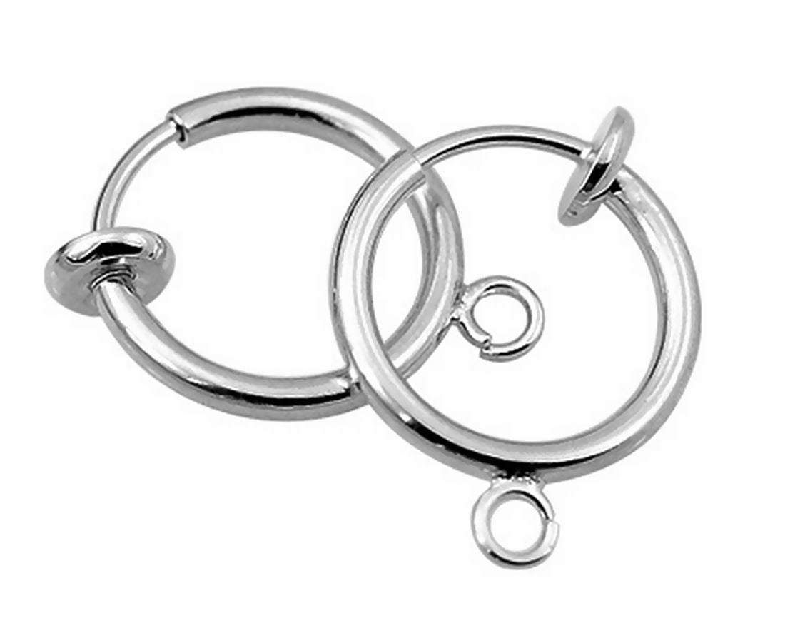 イヤリングパーツ フープ 片耳用 13mm 平皿 カン付き 輪っか アクセサリーパーツ ノンホールピアス ハンドメイド DIY