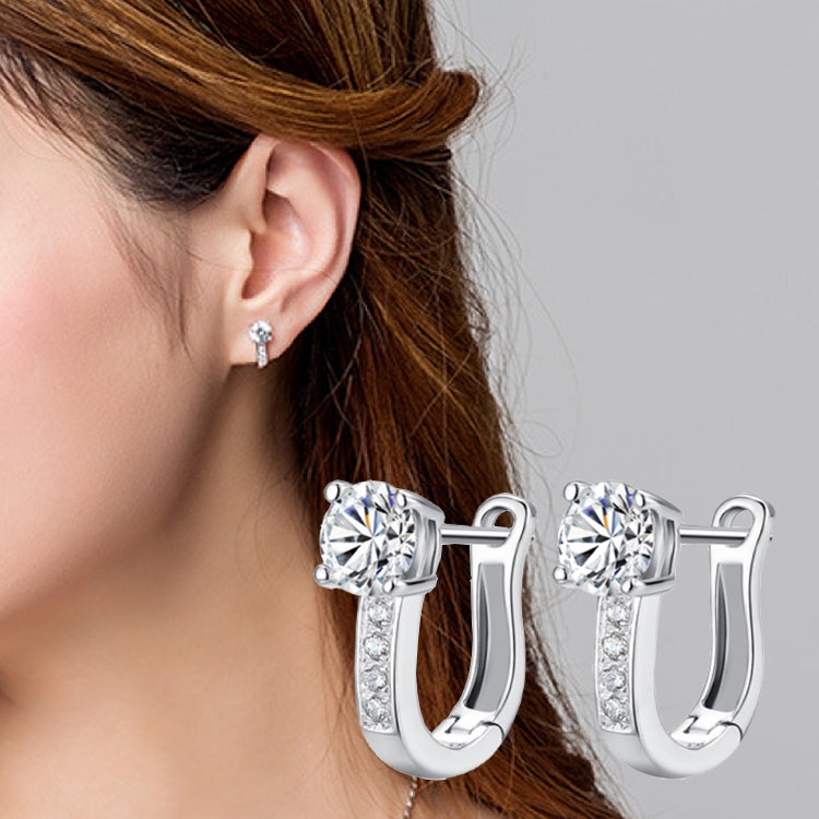ピアス 両耳用 フープピアス アクセサリー レディース 女性 婦人 ループピアス U字型 ラインストーン 上品 おしゃれ かわいい ギフト プレゼント ファッション雑貨