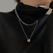 ネックレス ペンダント レディース メンズ 男女兼用 アクセサリー 首飾り リング 2連 重ね付け風 大きめ かっこいい おしゃれ ユニセックス ギフト