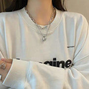 ネックレス ペンダント レディース メンズ 男女兼用 アクセサリー 首飾り リング 2連 重ね付け風 大きめ かっこいい おしゃれ ユニセックス ギフト