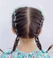 ヘアクリップ ヘアアクセサリー 2個セット キッズ 女の子 子ども ヘアアレンジ 編み込み リボン リボン型 ロングリボン 可愛い 透け感