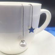 ピアス アメリカンピアス ロングピアス チェーンピアス レディース 女性 アクセサリー 揺れる パール調 フェイクパール スター 星 シンプル シルバーカラー 上品 きれいめ お洒落 おしゃれ かわいい 普段使い パーティ お出かけ 耳飾り ギフト プレゼント 婦人用