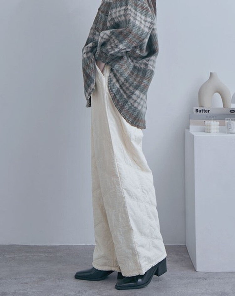 中綿キルトワイドパンツ レディース ロングパンツ 防寒 あったか ワイド 商品画像3