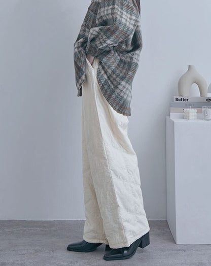 中綿キルトワイドパンツ レディース ロングパンツ 防寒 あったか ワイド 商品画像3
