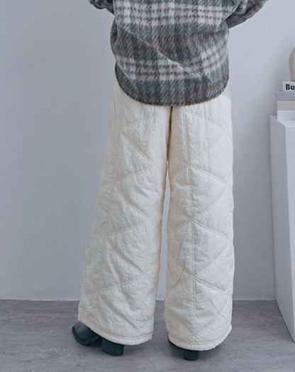 中綿キルトワイドパンツ レディース ロングパンツ 防寒 あったか ワイド 商品画像5