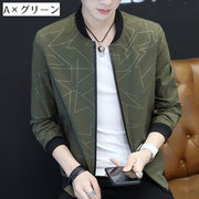 ジャケット ブルゾン ジャンパー アウター メンズ 紳士用 カジュアル スリム フィット 薄手 細身 長袖 前ファスナー ジップアップ プリント 上着 おしゃれ 男性 デイリー 普段使い オフの日 お出かけ 春 秋 大きいサイズ