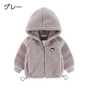 ボアフリースジャンパー ボアジャケット あったか 防寒 キッズ ジュニア 子供服 女の子 男の子 アウター フード付き パーカー ジップアップ ペンギン ブルゾン もこもこ 暖かい ワンポイント 女児 男児 子ども こども