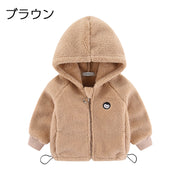 ボアフリースジャンパー ボアジャケット あったか 防寒 キッズ ジュニア 子供服 女の子 男の子 アウター フード付き パーカー ジップアップ ペンギン ブルゾン もこもこ 暖かい ワンポイント 女児 男児 子ども こども