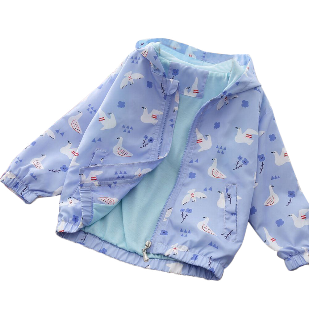 ウインドブレーカー 子供服 キッズ ベビー ジュニア 女の子 男の子 アウター 上着 ジャンパー ジャケット 長袖 フード付き かわいい おしゃれ 鳥 昆虫 カジュアル ジップアップ ポケット おでかけ 防寒