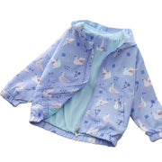 ウインドブレーカー 子供服 キッズ ベビー ジュニア 女の子 男の子 アウター 上着 ジャンパー ジャケット 長袖 フード付き かわいい おしゃれ 鳥 昆虫 カジュアル ジップアップ ポケット おでかけ 防寒