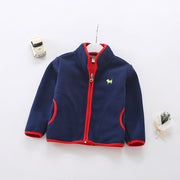 フリースジャケット ジップアップ 長袖 シンプル 無地 子供服 キッズ アウター 上着 ポケット ワンポイント刺繍 パイピング カジュアル バイカラー ツートンカラー 女の子 男の子 女児 男児 子供用 子ども服 こども服 高学年 100cm 110cm 120cm 130cm 140cm ジッパー チャック ファスナー