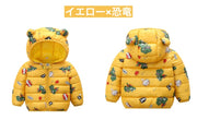 ダウン風ジャケット 中綿入りジャケット ジップアップ フード付き クマ耳 耳付き キッズ ベビー 子供 女の子 男の子 アウター 上着 防寒 もこもこ 暖かい 恐竜 アニマル 迷彩柄 可愛い カジュアル 中綿入り ぬくぬく 冬 女児 男児 こども服 子ども服 子供用 80cm 90cm 100cm 110cm 120cm