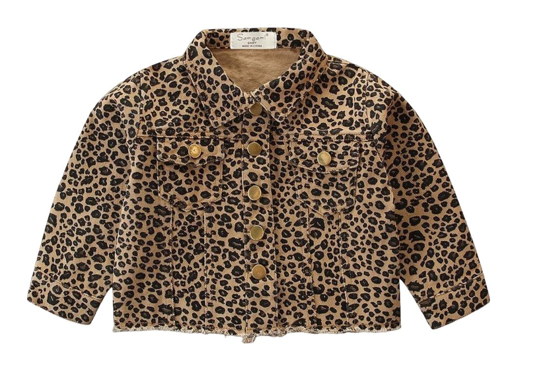 ジャケット デニムジャケット アウター 上着 キッズ 子供服 ベビー ヒョウ柄 長袖 ボタン おしゃれ かわいい かっこいい 男の子 女の子 カジュアル 着回し お出かけ