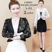 ボレロ カーディガン ジャケット 長袖 レディース アウター 総レース 透け感 フェイクパール フラワー 羽織り 大きいサイズあり 婦人服 女性用 フォーマル 上品 おしゃれ 入学式 入園式 卒園式 卒業式 S M L XL 2XL 3XL 4XL
