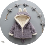 ボアコート 子供服 耳つきフード フーディジャケット キッズ ベビー 女の子 男の子 アウター 起毛 防寒 冬 秋 温か Aライン アウター もこもこ 可愛い バイカラー スナップボタン