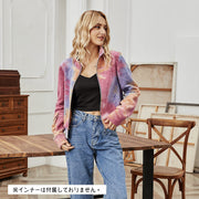 ジャンパー ブルゾン レディース アウター ジャケット 春 秋 長袖 タイダイ柄 ポケット付き ジッパー カジュアル 可愛い おしゃれ カラフル お出かけ 通学 旅行 女の子 女性用 婦人用