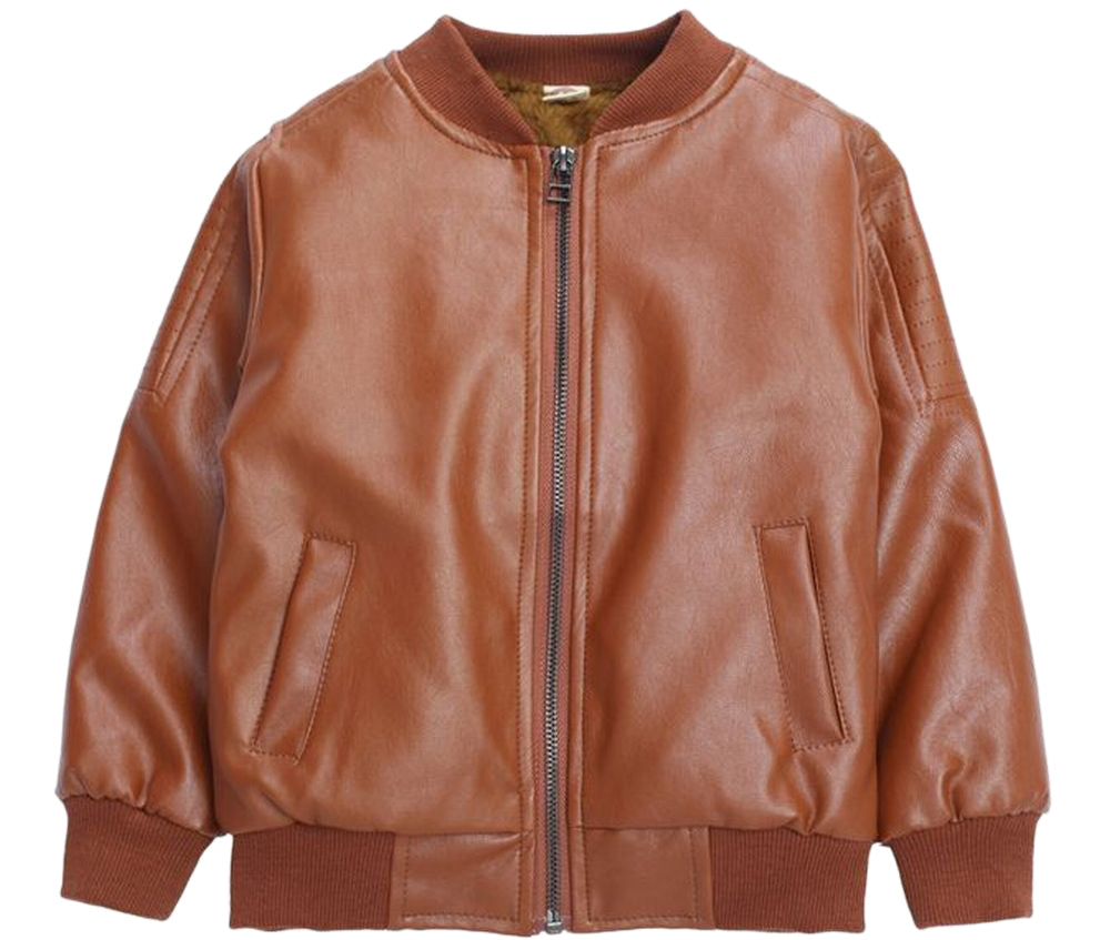 ライダースジャケット ノーカラージャケット レザー調 長袖 ジップアップ アウター 上着 子供服 キッズ ジュニア おしゃれ きれいめ カッコイイ かっこいい クール シンプル 無地 単色 ソリッドカラー 男の子 女の子 男児 女児 子供服 子ども服 こども服 90cm 100cm 110cm 120cm 130cm 140cm 150cm 160cm 170cm 黒 茶色 チャック ファスナー ジッパー