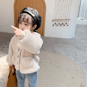 ボアコート ジャケット キッズ ベビー ジュニア 子供用 女の子 アウター ノーカラーコート ボア 前ボタン ふわふわ もこもこ 無地 防寒 あったか 暖かい 秋冬用 子供服 女児