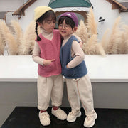 ボアベスト 子供用 ボアフリース ベスト 前開き キッズ ベビー モコモコ 起毛 秋冬 防寒 女の子 男の子 Vネック ノースリーブ ライナー 無地 あたたか 可愛い ピンク ブルー