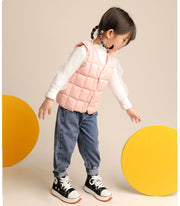 中綿入りベスト ダウン風ベスト キッズ 子供用 男の子 女の子 アウター 前開き スナップボタン Vネック 上着 ソリッドカラー 防寒 寒さ対策 ベビー ジュニア カジュアル シンプル お出掛け 通園 通学 男子 女子 こども服