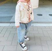 デニムジャケット Gジャン 子供 キッズ ベビー ジュニア 女の子 男の子 アウター 長袖 前ボタン 胸ポケット カジュアル 定番 お洒落 お出かけ 普段使い 子供服 ガールズ ボーイズ