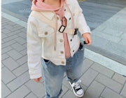 デニムジャケット Gジャン 子供 キッズ ベビー ジュニア 女の子 男の子 アウター 長袖 前ボタン 胸ポケット カジュアル 定番 お洒落 お出かけ 普段使い 子供服 ガールズ ボーイズ