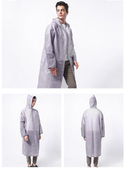 レインコート レインウエア カッパ ウィンドブレーカー 雨具 メンズ レディース 男女兼用 アウター ロング丈 袖ゴム スナップボタン フード紐 ホワイト ブラック 半透明 シンプル