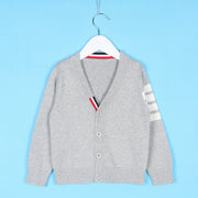 カーディガン セーター Vネック ニット ボタン キッズ ベビー 子供服 かわいい おしゃれ トリコロールカラー ライン 上着 男の子 女の子 ボーイ ガール