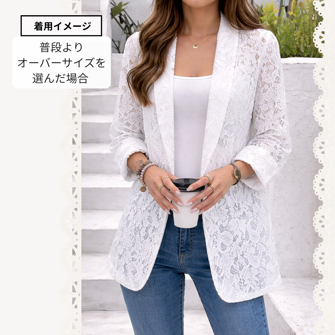 テーラードジャケット レース ジャケット 春 夏 長袖 商品画像2