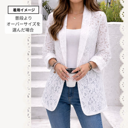 テーラードジャケット レース ジャケット 春 夏 長袖 商品画像2