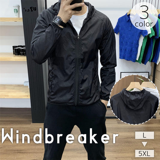 ウィンドブレーカー メンズ 男性 アウター フード付き 無地 商品画像
