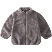 フリースジャケット 長袖 キッズ ベビー 子供服 女の子 男の子 アウター ジップアップ スタンドカラー 立襟 前開き ソリッドカラー もこもこ あったか 暖かい 寒さ対策 防寒 冬 可愛い おしゃれ カジュアル 女児 男児 こども服 普段着 デイリー 外出 お出掛け 通園 通学