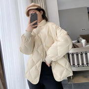 中綿ジャケット ジャンパー ノーカラー レディース 女性 婦人服 アウター 上着 ダウン風ジャケット キルティング スナップボタン 無地 単色 シンプル 大きいサイズ