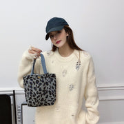 トートバッグ ハンドバッグ ミニトート ランチバッグ レディース 女性 メンズ 男性 ユニセックス 男女兼用 鞄 かばん コンパクト 小さめ ミニサイズ スナップボタン コーデュロイ 総柄 アニマル柄 ゼブラ柄 豹柄 レオパード ブラウン ホワイト カジュアル かわいい キュート