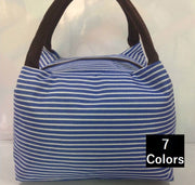 ハンドバッグ ミニバッグ ランチバッグ サブバッグ バック 鞄 BAG かばん レディース 女性用 ボーダー柄 シンプル ジッパー ファスナー 安心 マチ有り 貴重品入れ カジュアル