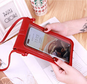 ミニショルダーバッグ レディース スマホポーチ スマホポシェット 女性 カード入れ 小物入れ 透明ケース 操作可能 無地 鞄 かばん シンプル おしゃれ スナップボタン