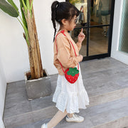 ポシェット ショルダーバッグ キッズ 子供用 カバン 鞄 イチゴ ストロベリー ファスナー 斜め掛け 肩掛け フェイクレザー かわいい