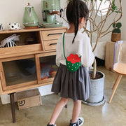 ポシェット ショルダーバッグ キッズ 子供用 カバン 鞄 イチゴ ストロベリー ファスナー 斜め掛け 肩掛け フェイクレザー かわいい