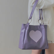 トートバッグ レディース 女性用 カバン 鞄 ハート レザー調 ゆめかわいい 大容量 肩掛け 手提げ お出かけ おしゃれ