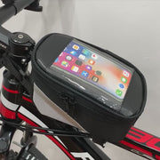 トップチューブバッグ スマホホルダー 自転車 収納 イヤホン穴付き 画面操作可能 面ファスナー 反射 ロード マウンテン バイク スマートフォン 携帯電話 サイクリング