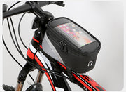 トップチューブバッグ スマホホルダー 自転車 収納 イヤホン穴付き 画面操作可能 面ファスナー 反射 ロード マウンテン バイク スマートフォン 携帯電話 サイクリング