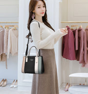 2wayバッグ ハンドバッグ ショルダーバッグ フェイクレザー レディース 女性 鞄 かばん カラーブロック マグネットボタン 肩掛け 斜め掛け ロゴ入り ファスナー ショルダーベルト取り外し可 大容量 かわいい おしゃれ 上品 きれいめ お出かけ 通勤 赤 カーキ 緑 黒 ベージュ 茶