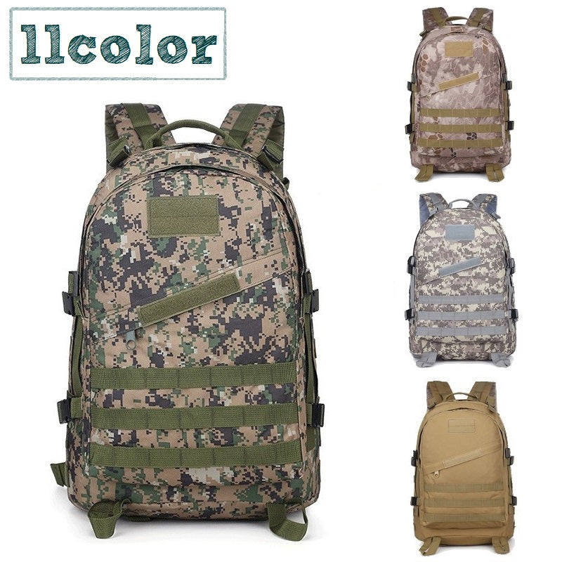 バックパック リュック 大容量 45L リュックサック デイパック メンズ レディース 迷彩柄 鞄 サバゲー 登山 キャンプ アウトドア 無地 ベルト付き ポケット ファスナー 面ファスナー マジック テープ 持ち手付き サイズ調節可 サバイバル ミリタリー 山登り 黒 カーキ 緑 灰