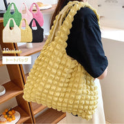 トートバッグ レディース ショルダーバッグ ポップコーンバッグ ワッフル風 立体感 カバン 鞄 大きめ かわいい エコバッグ サブバッグ 通学 通勤 女性