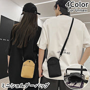 ミニショルダーバッグ ポシェット スマホポーチ レディース メンズ 男性 女性 ユニセックス 男女兼用 カバン 鞄 サブバッグ スナップボタン ポケット ファスナー 斜め掛け 肩掛け 無地 シンプル カジュアル かばん 小さめ 長方形 お出かけ おしゃれ ファッション小物